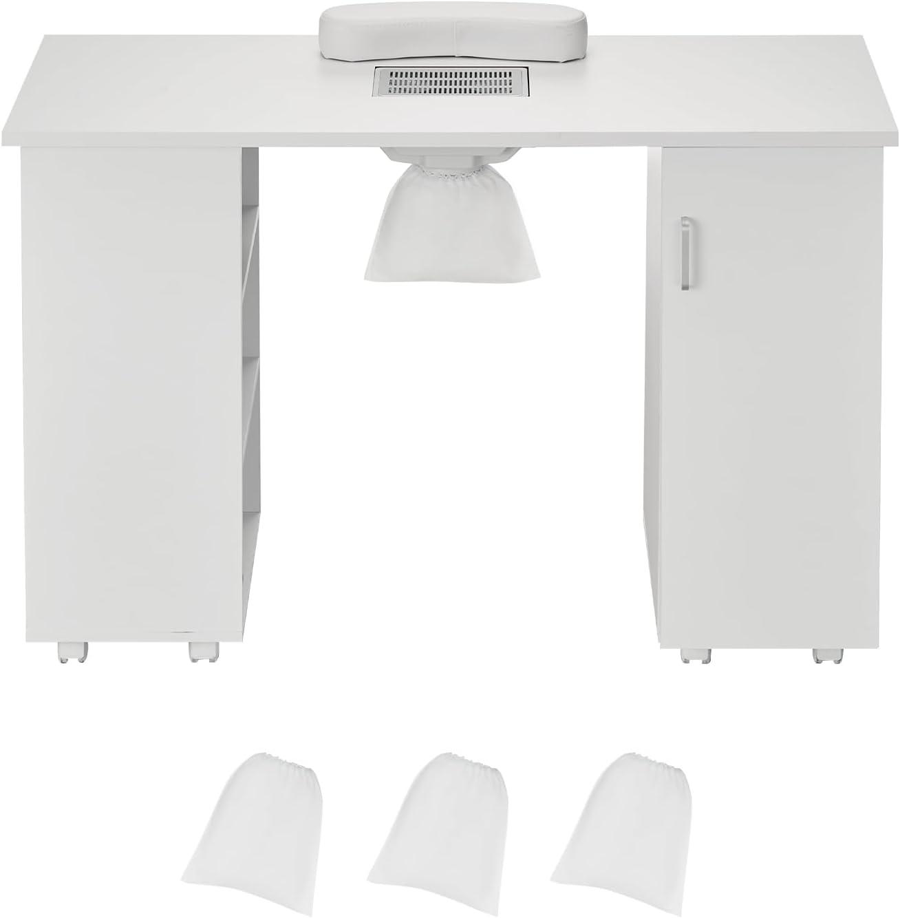 Hokku Designs Manicure Table, Nail Table Station with Electric Dust Collector, Moveable Nail Tech Desk