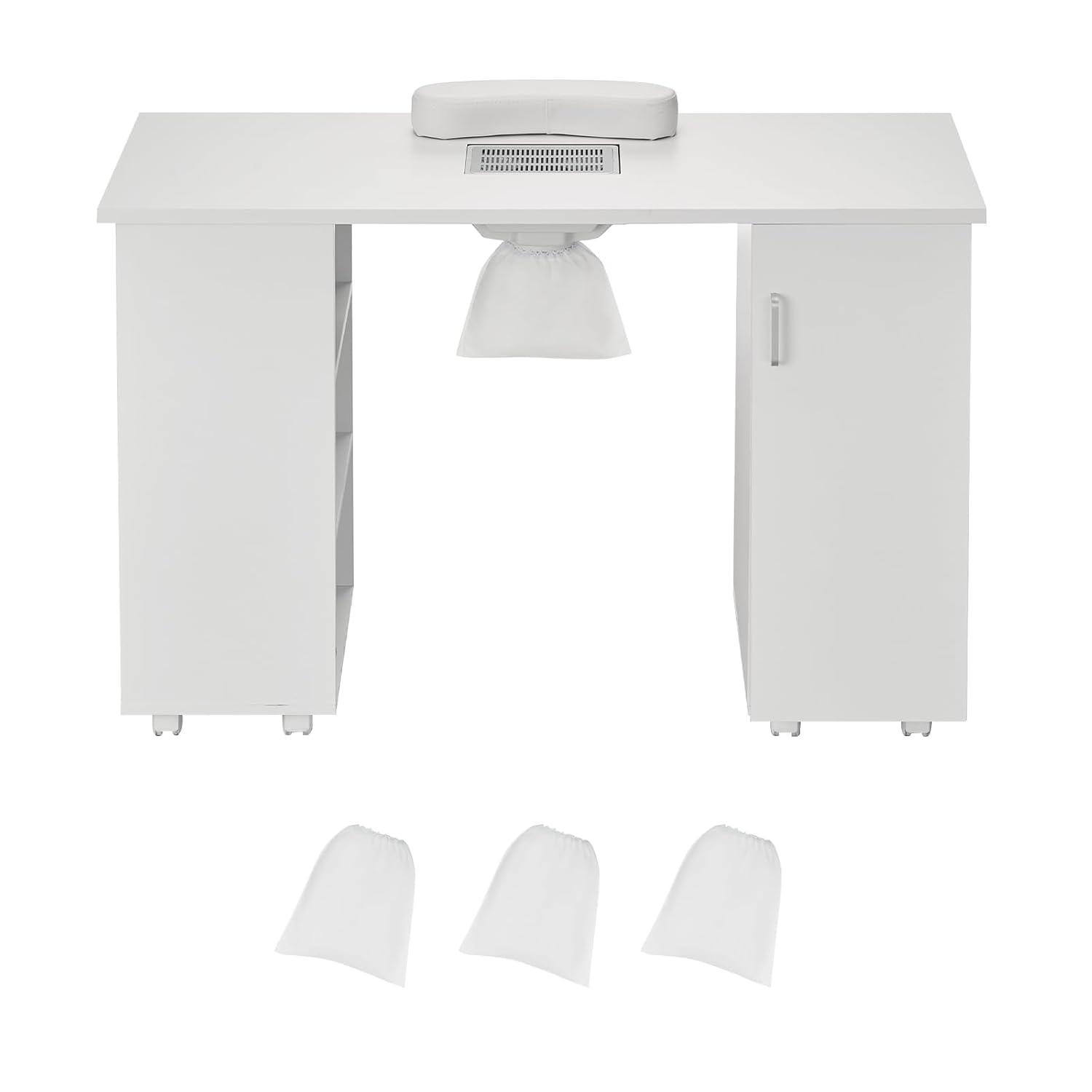 Hokku Designs Manicure Table, Nail Table Station with Electric Dust Collector, Moveable Nail Tech Desk