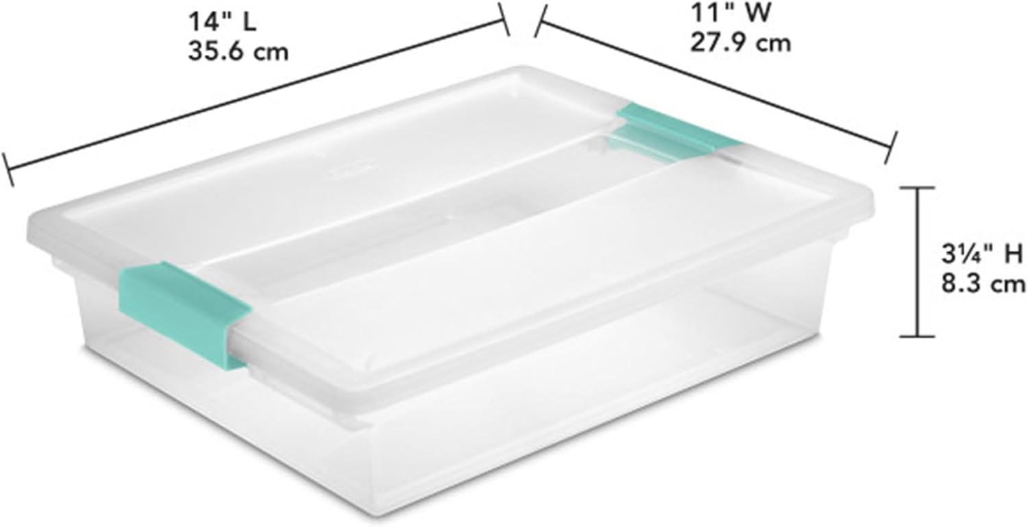 Sterilite Large Clip Box, 5.7 Qt Stackable Storage Bin with Latching Lid, Plastic Container for Home Organization, 12-Pack