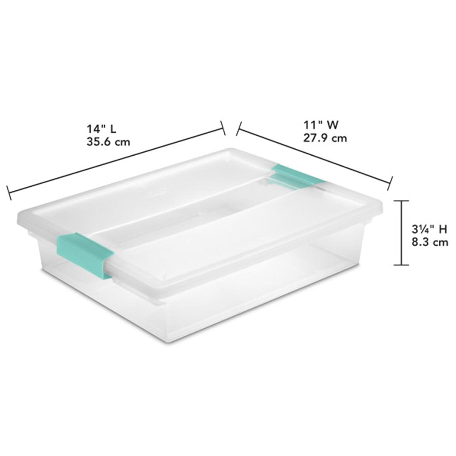 Sterilite Large Clip Box, 5.7 Qt Stackable Storage Bin with Latching Lid, Plastic Container for Home Organization, 12-Pack