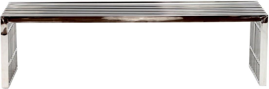 Gridiron Large Stainless Steel Bench Silver - Modway: No Assembly, 660lb Capacity, 60" Width