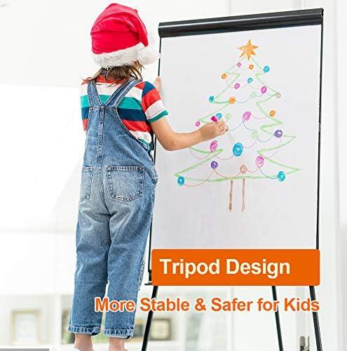 Adjustable Magnetic Whiteboard Easel with Tripod Stand and Flipchart