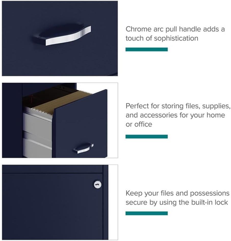 Space Solutions 18" Deep 3 Drawer Smart Letter Width Vertical File Cabinet, Navy