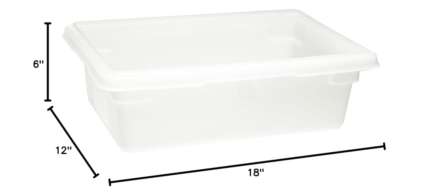 Rubbermaid Commercial Food/Tote Boxes, 3.5 gal, 18 x 12 x 6, White, Plastic