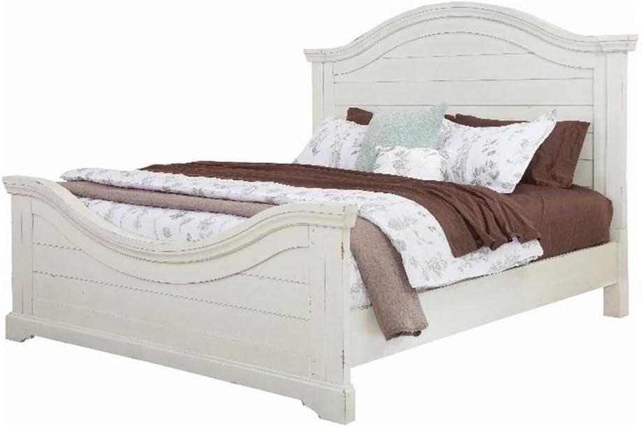 American Woodcrafters Stonebrook Antique White Wood King Panel Bed