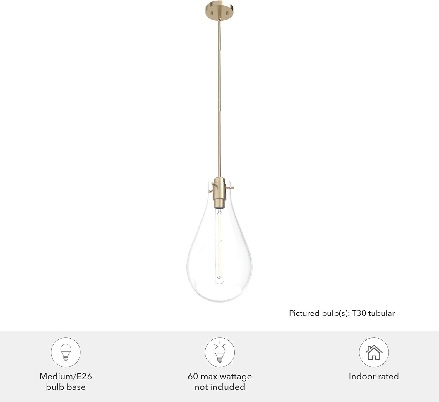 Hunter - Lundin 1-light Alturas Gold, Medium Size Pendant Light, Dimmable, Formal Style, Teardrop Shaped, for Bedrooms, Kitchens, Dining, Living Rooms - 19564