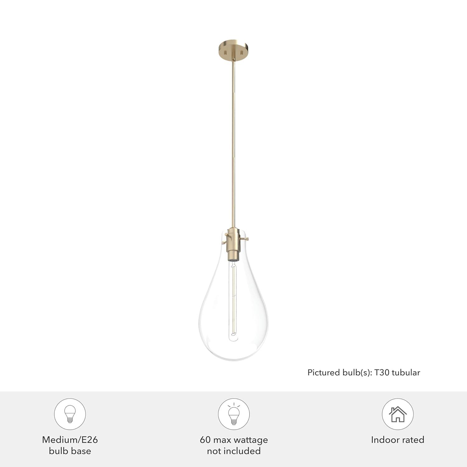 Hunter - Lundin 1-light Alturas Gold, Medium Size Pendant Light, Dimmable, Formal Style, Teardrop Shaped, for Bedrooms, Kitchens, Dining, Living Rooms - 19564