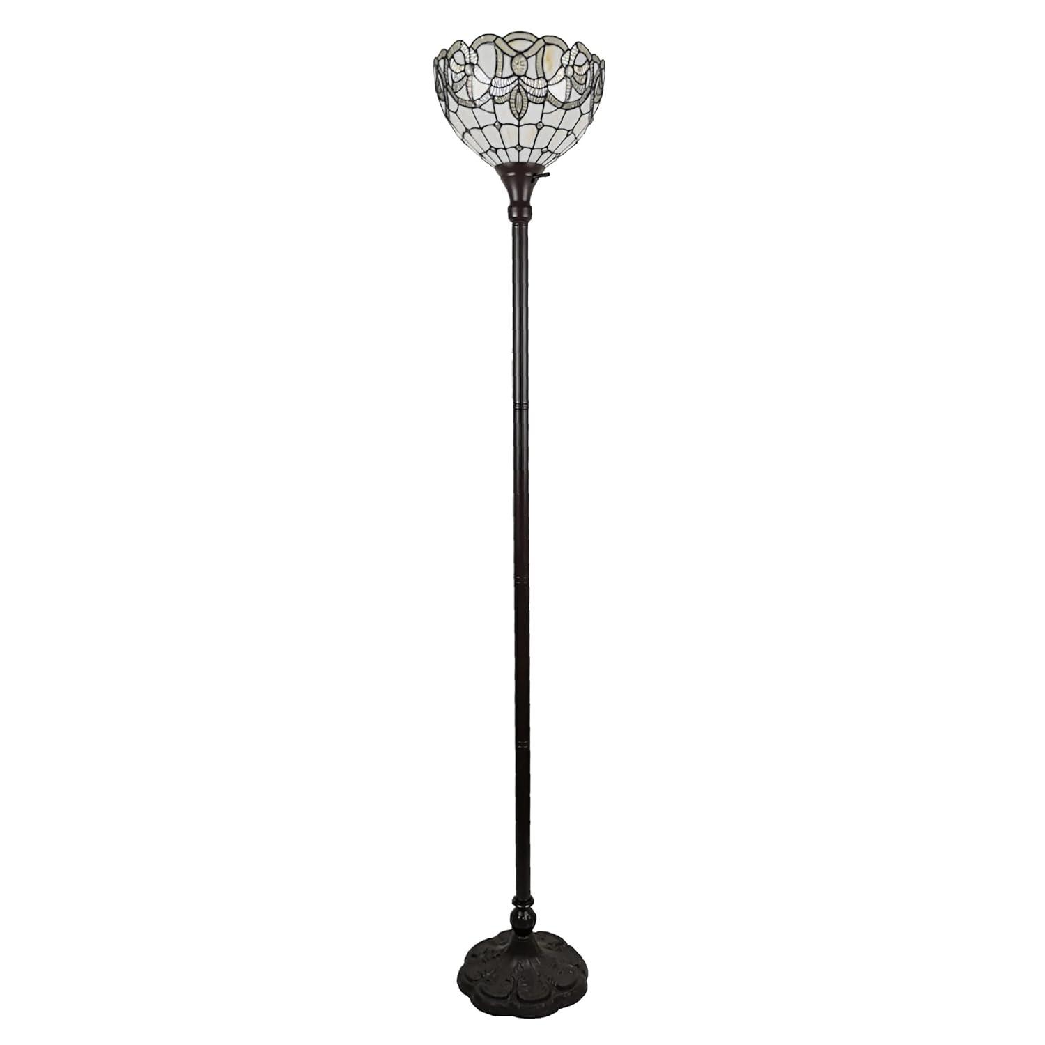 Amora Lighting White Color Torchiere Floor Lamp 72" Tall