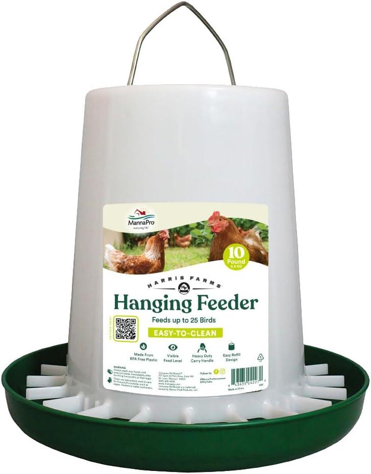 Harris Farms Free Range Hanging Poultry Feeder, Twist Lock Base, 10 lbs