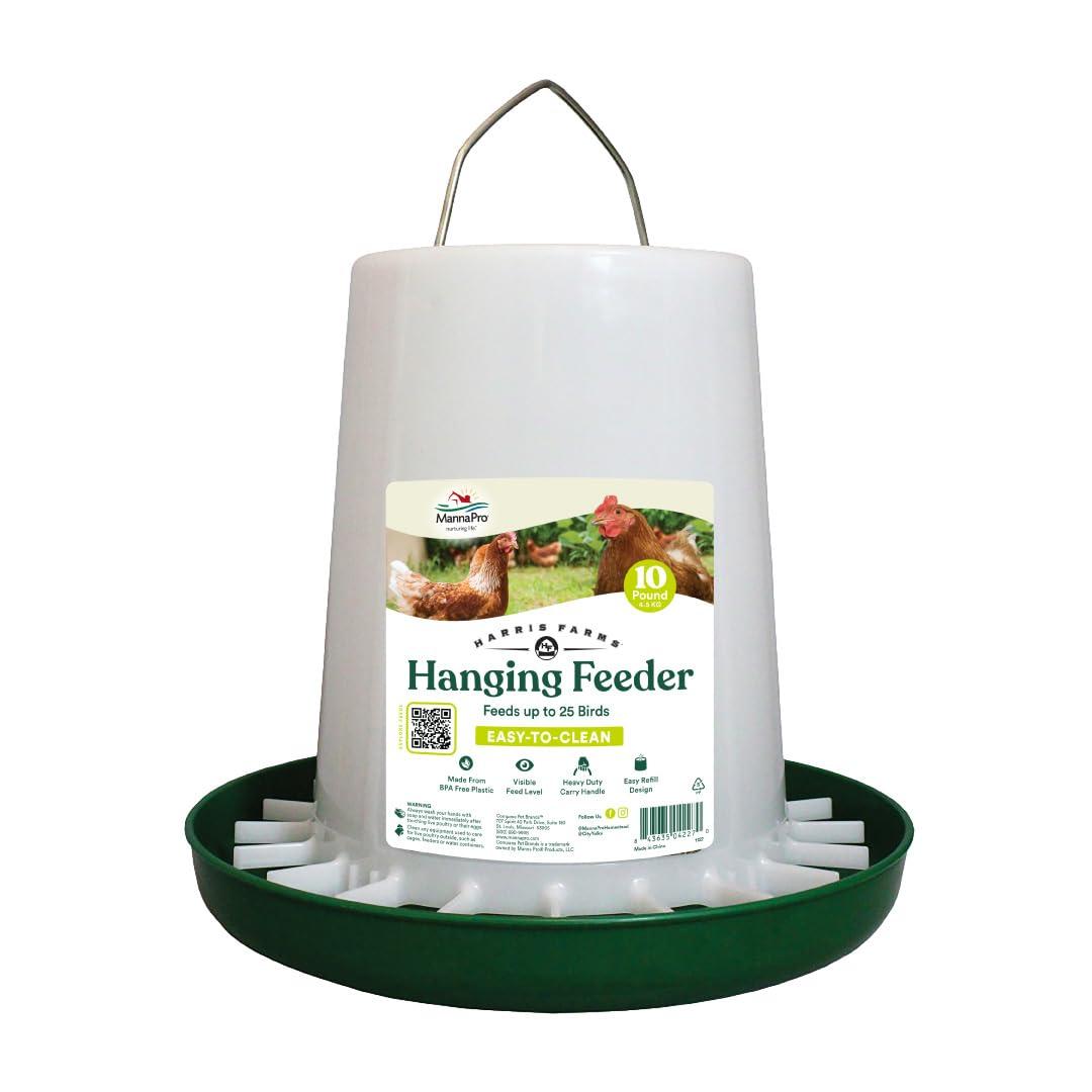 Harris Farms Free Range Hanging Poultry Feeder, Twist Lock Base, 10 lbs