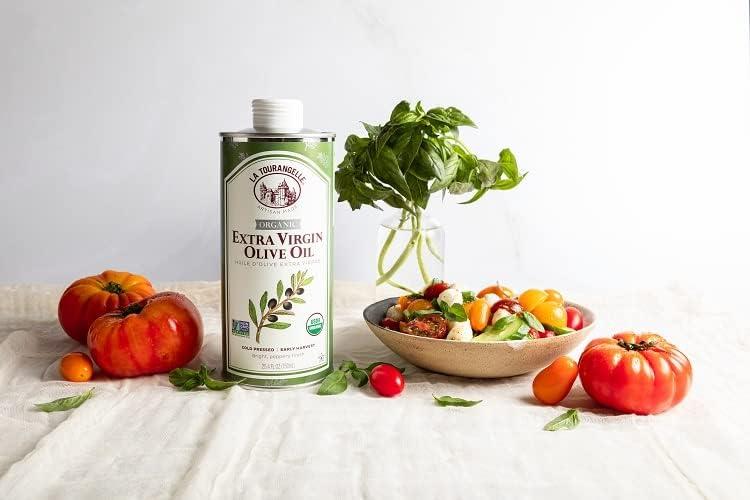 La Tourangelle, Organic Extra Virgin Olive Oil, Cold-Pressed EVOO from Spain, 25.4 Fl Oz – Spanish Olive Oil with Polyphenols for Cooking, Drizzling, Marinades, and Dipping, Rich Flavor
