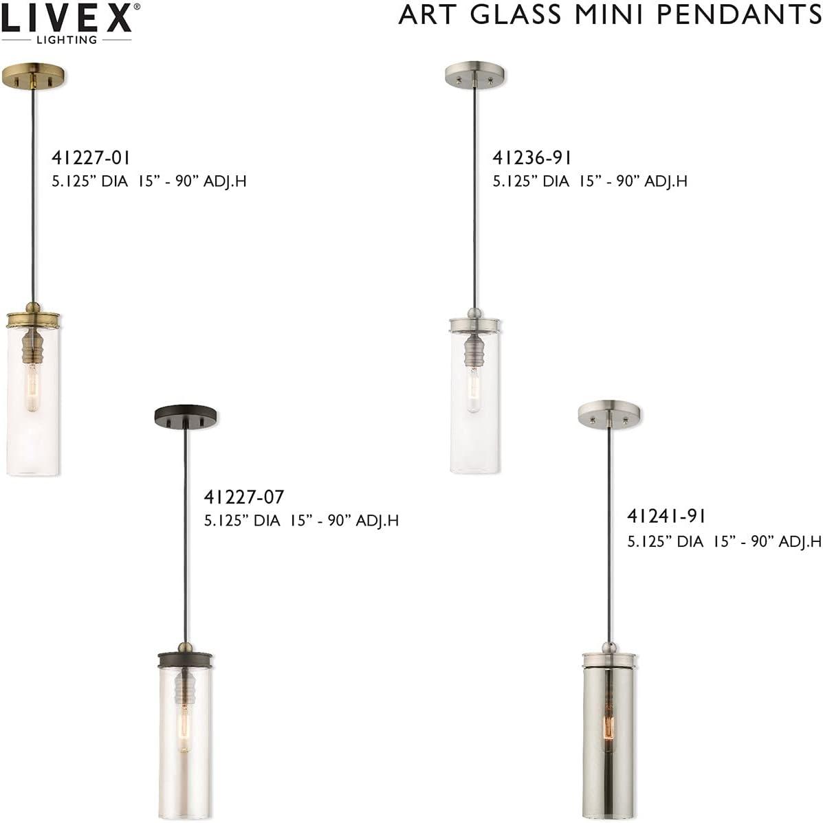 Livex Lighting Art Glass 1 - Light Pendant in  Antique Brass