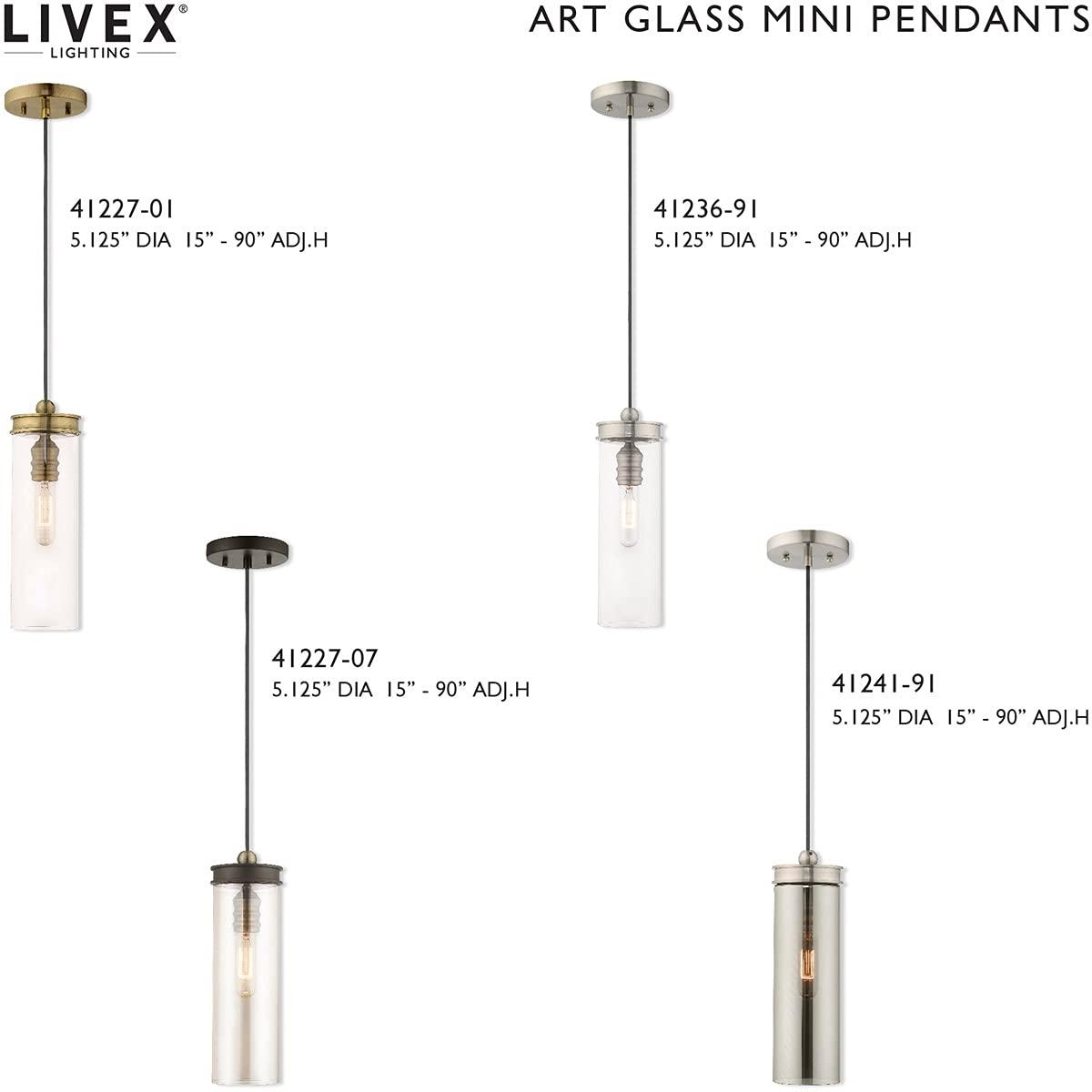 Livex Lighting Art Glass 1 - Light Pendant in Antique Brass