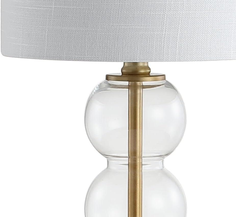 21" Brass Gold and White Glass Table Lamp