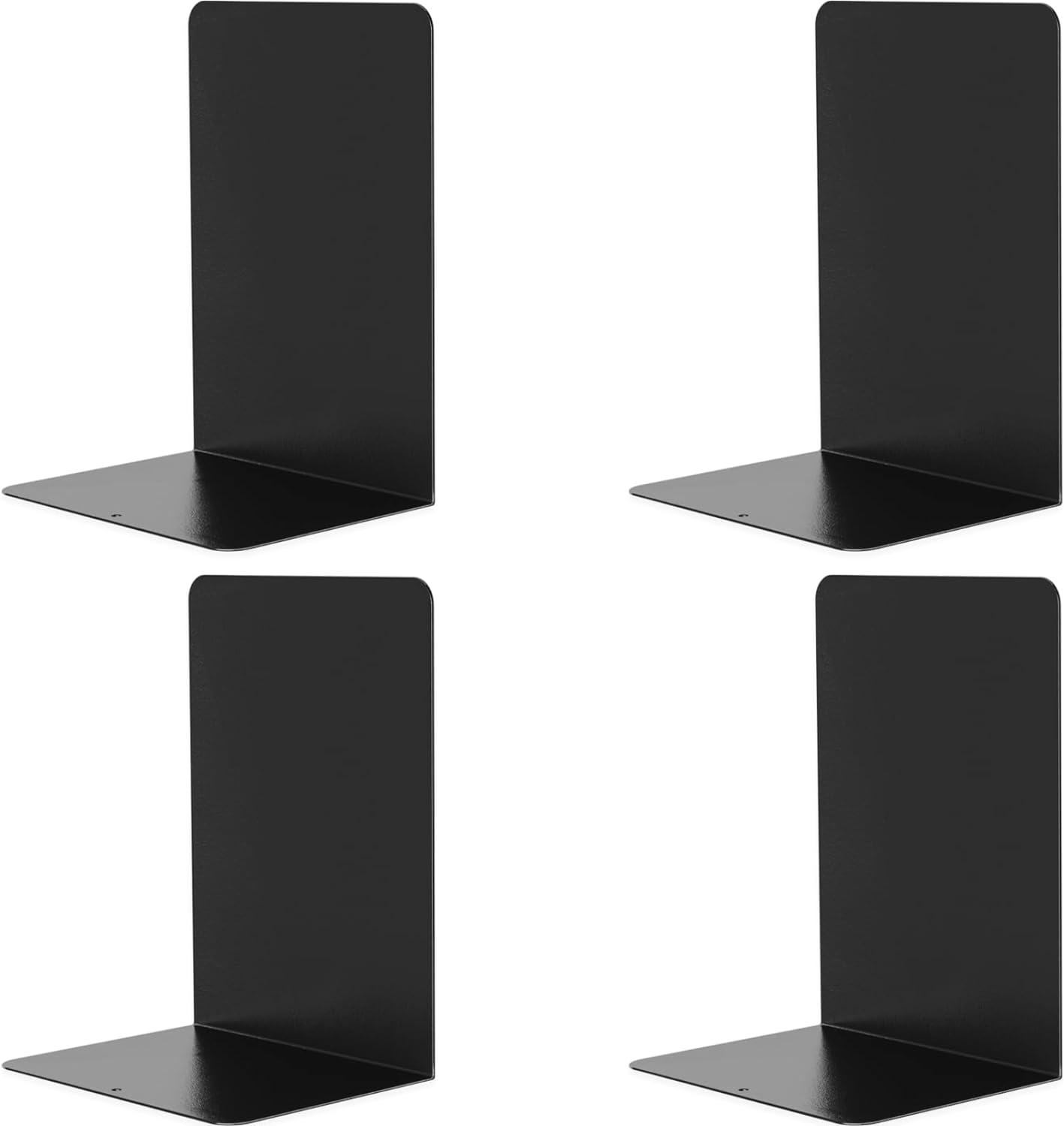 MSDADA Bookends Metal Book Ends Supports Black(2 Pairs)