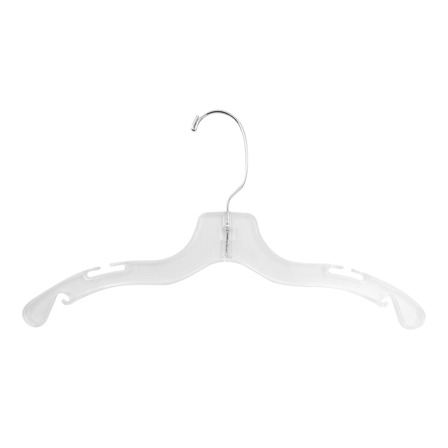 14 Inch Clear Plastic Junior Dress Hangers with Chrome Hook
