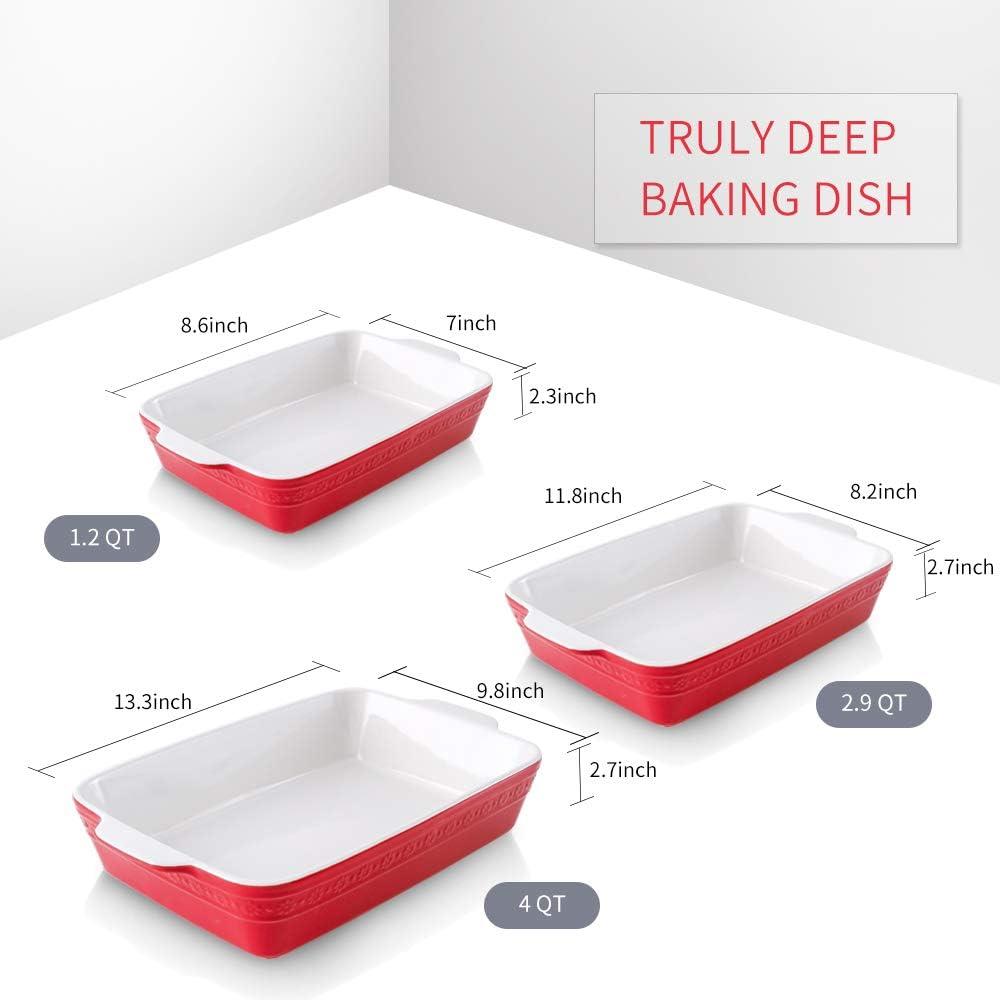 Adeco Trading Ceramic Bakeware Set, Rectangular Baking Dish For Cooking, Kitchen, Cake Dinner, Banquet And Daily Use, 9X13 Casserole Dishes For Oven Porcelain Baking Pans