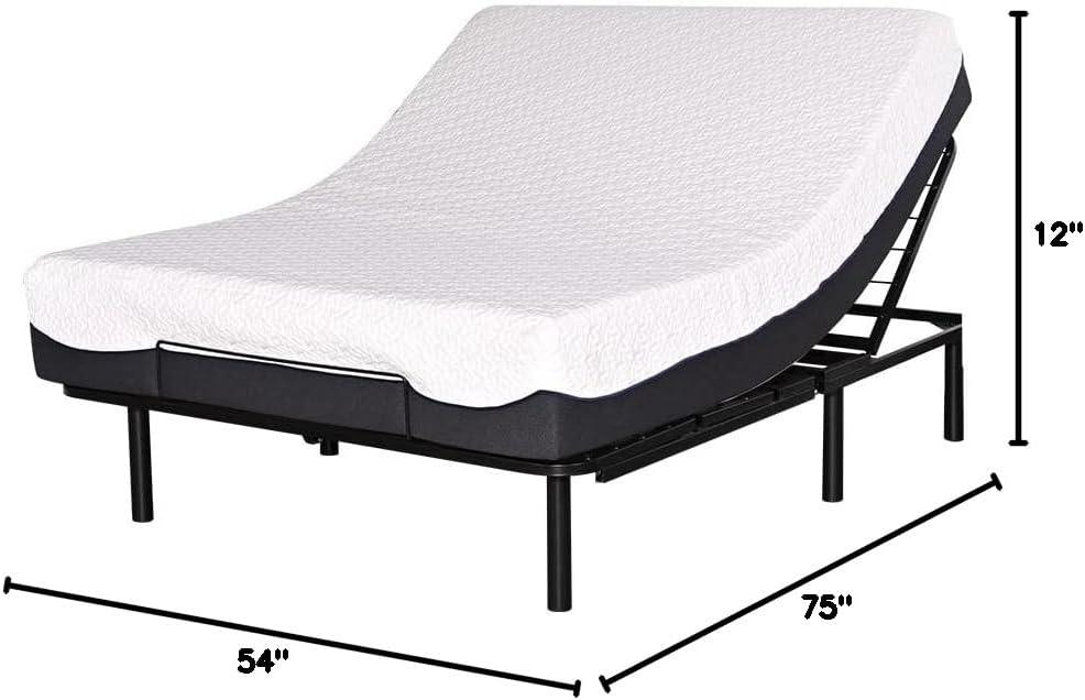 Full Size Black Metal Adjustable Bed Frame with Wireless Remote