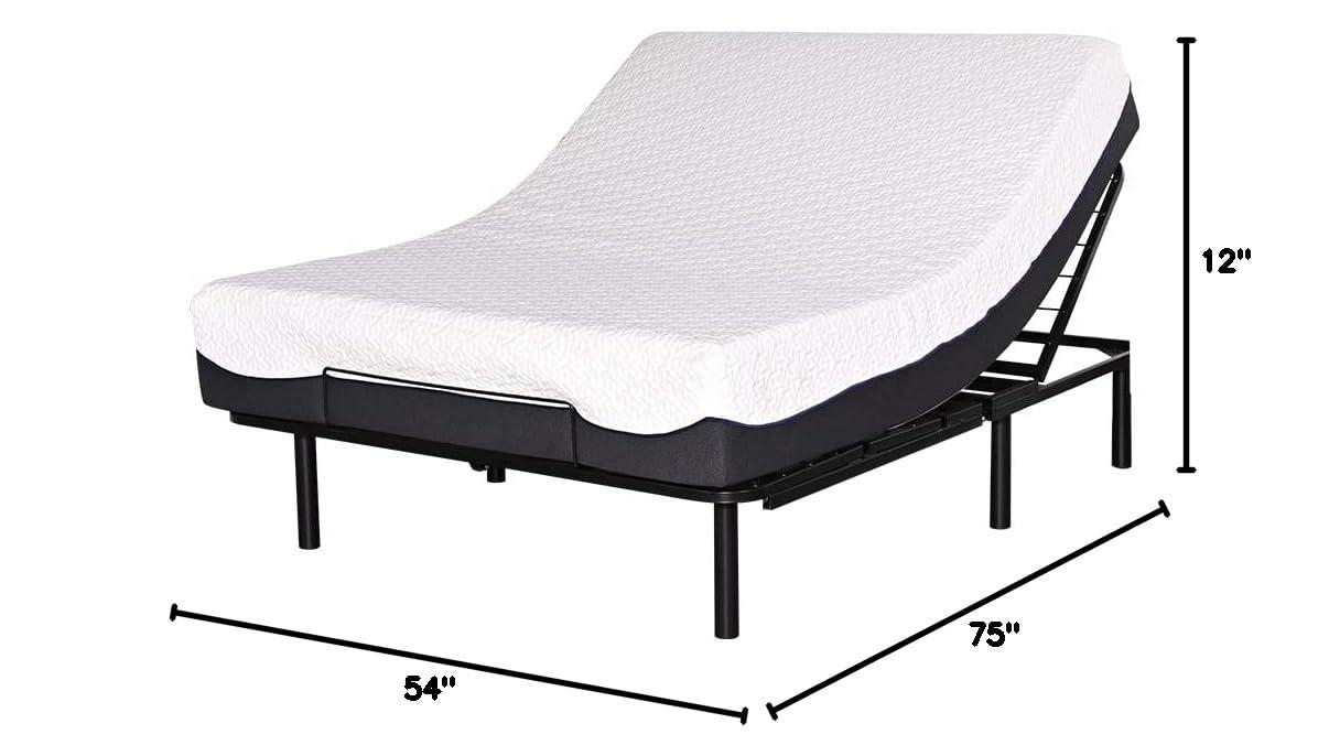 Bryt Basic Adjustable Bed Base, Full Size Bed Frame with Motorized Head and Foot Incline and Wireless Remote
