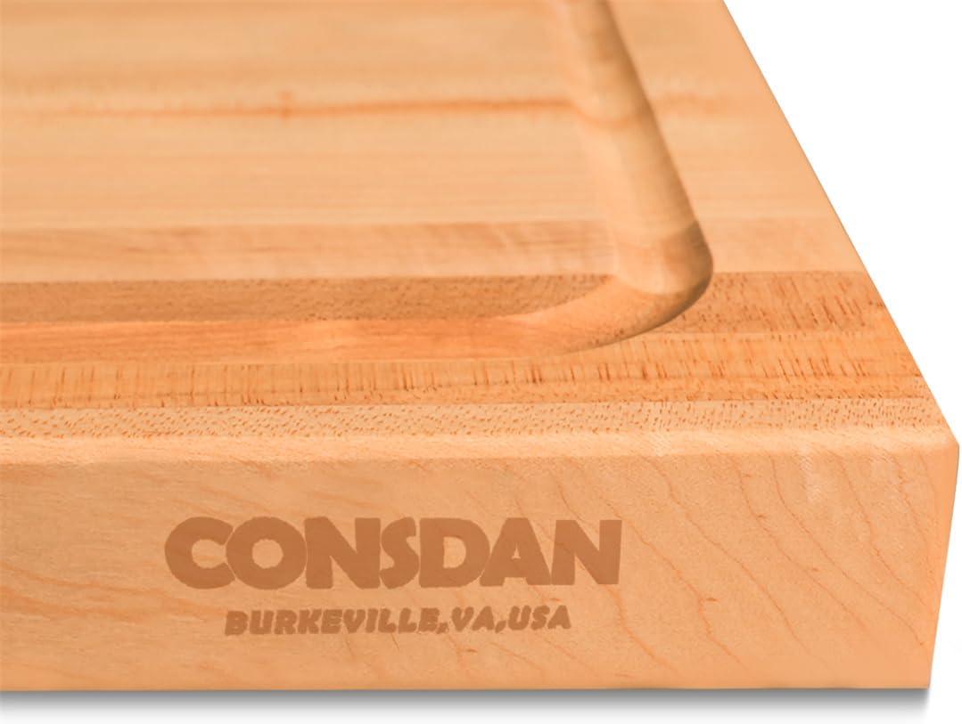 CONSDAN CONSDAN Cutting Board, Hard Maple with Invisible Inner Handle, Edge Grain,