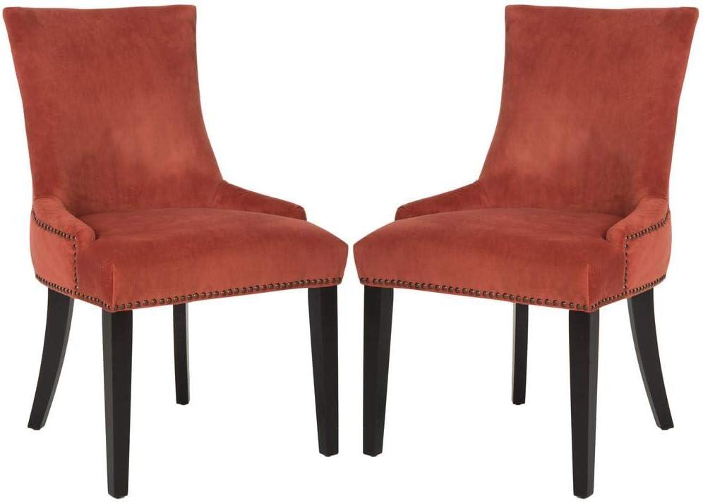 Lester 19''H Dining Chair (Set of 2) with Brass Nail Heads - Rust - Safavieh