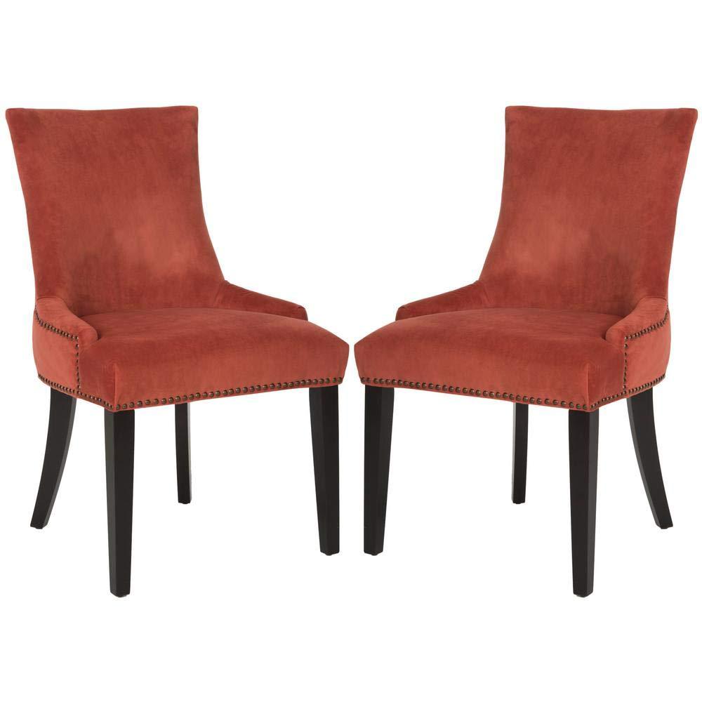 Lester 19''H Dining Chair (Set of 2) with Brass Nail Heads - Rust - Safavieh
