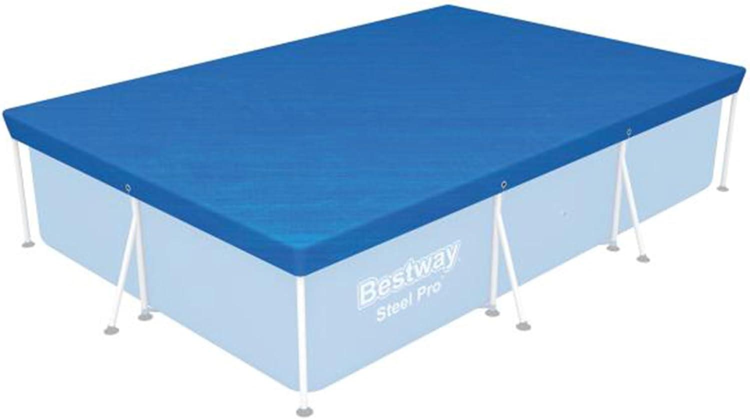 Bestway Flowclear Pro Rectangular UV Resistant Polyethylene Above Ground Swimming Pool Cover with Ropes (Pool Not Included)