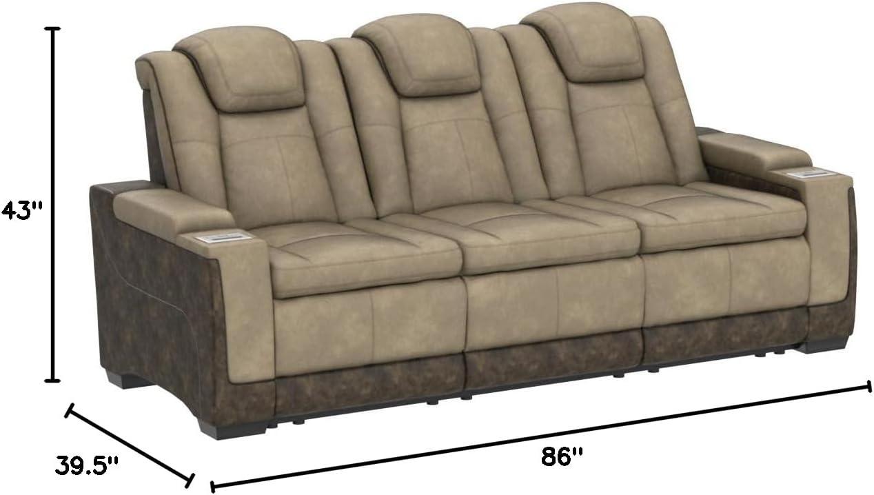 86'' Faux Leather Power Reclining Sofa