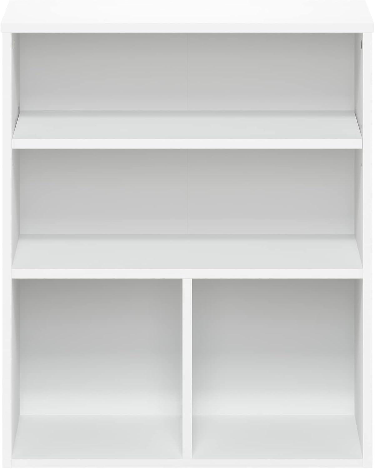 Furinno 3-Tier Open Bookcase Multipurpose Display Rack 3-Cube Storage Bookshelf Cabinet with Adjustable Shelves,White