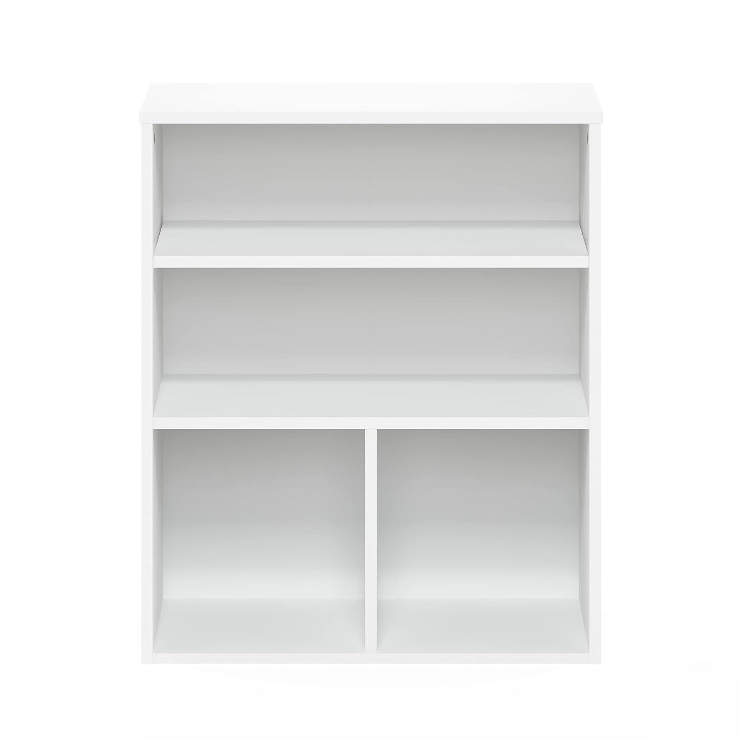Furinno 3-Tier Open Bookcase Multipurpose Display Rack 3-Cube Storage Bookshelf Cabinet with Adjustable Shelves,White