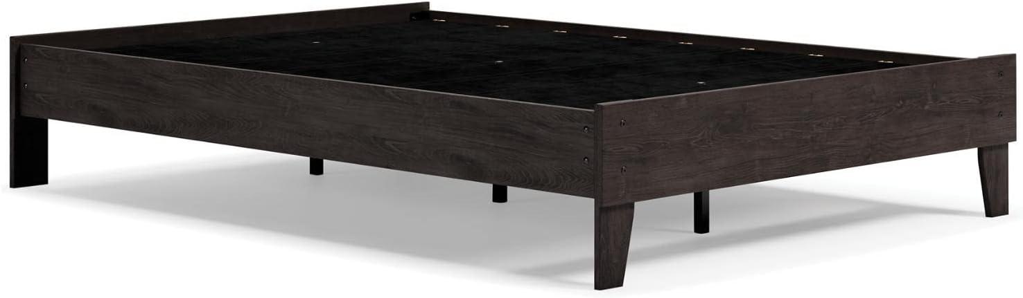 Full Piperton Platform Bed Black - Signature Design by Ashley: Modern Style, MDF Frame, No Box Spring Needed
