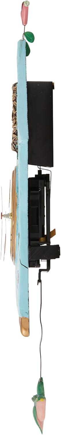 Enesco Allen Designs Birdhouse with Flowers Cuckoo Wall Clock - Battery Operated Pendulum Analog Clock, Stone Resin Decorative Clocks for Walls Home Decor Kitchen Clocks, 14.9 Inch