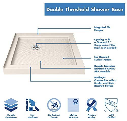 Flex 32" x 74.75" Square Pivot Shower Enclosure with Base Included
