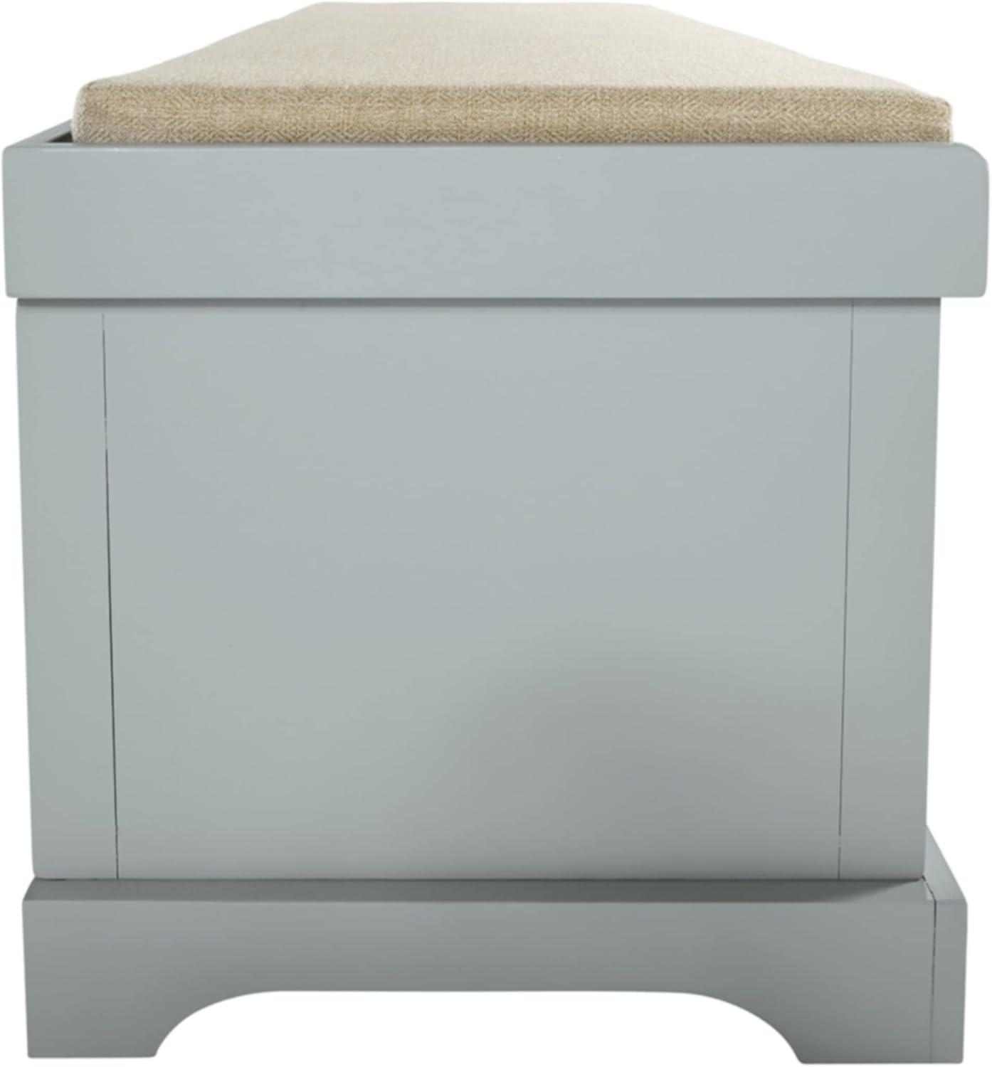 Beige and Gray Transitional Storage Bench with Wicker Baskets