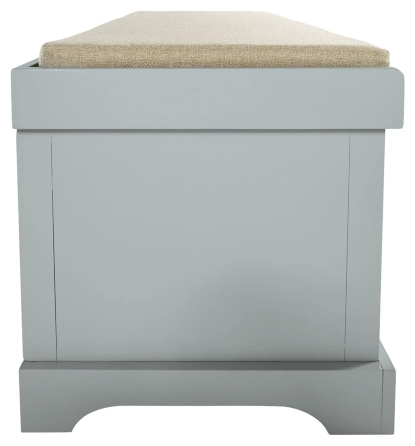 Beige and Gray Transitional Storage Bench with Wicker Baskets