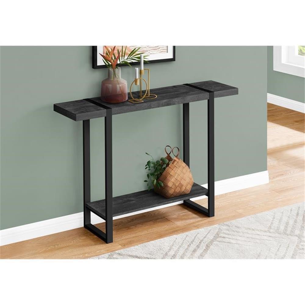 Monarch Specialties Accent Table Console Entryway Narrow Sofa Living Room Bedroom Black Laminate Black Metal Contemporary Modern