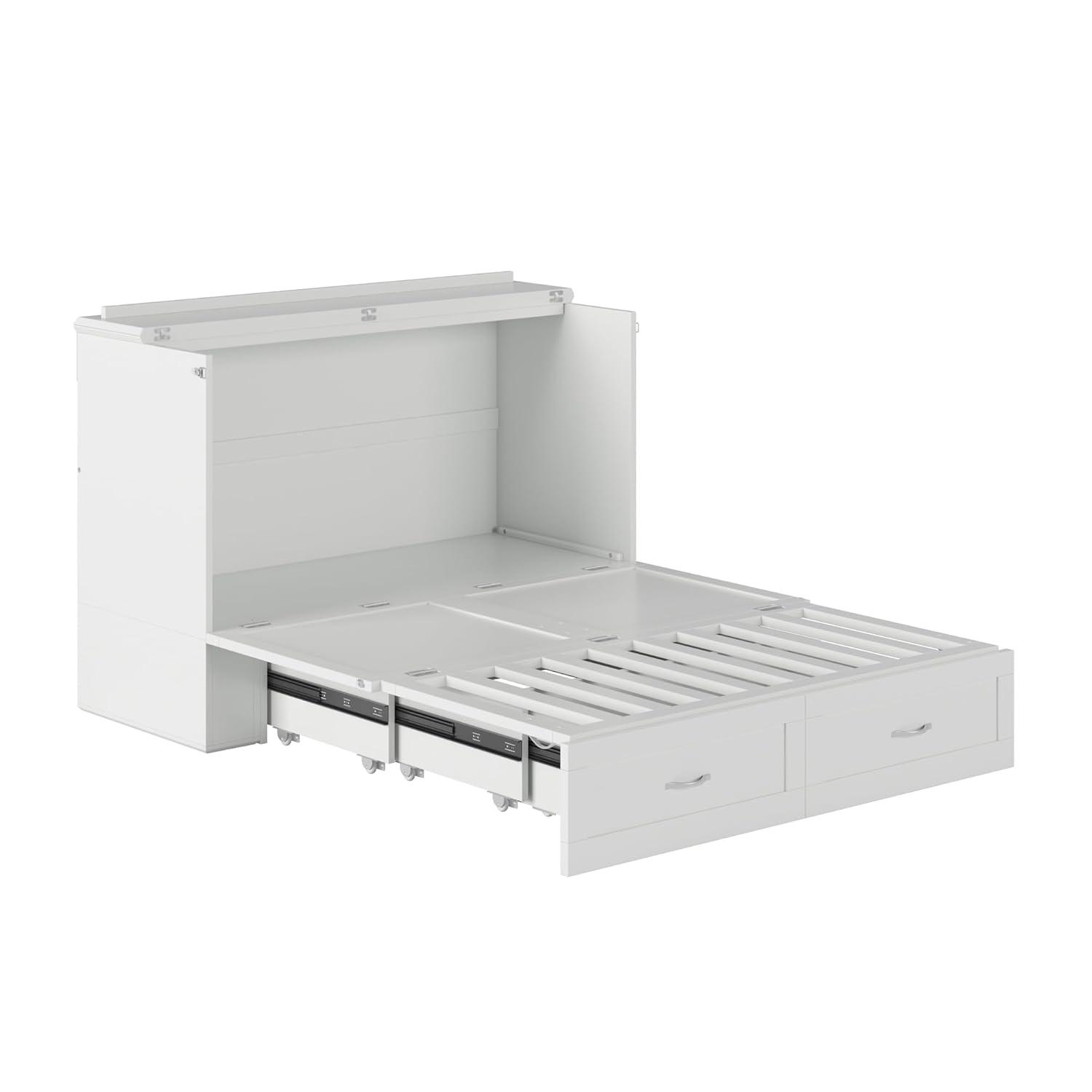 AFI Hamilton Full Solid Wood Murphy Bed Chest with Built-In Charger in White