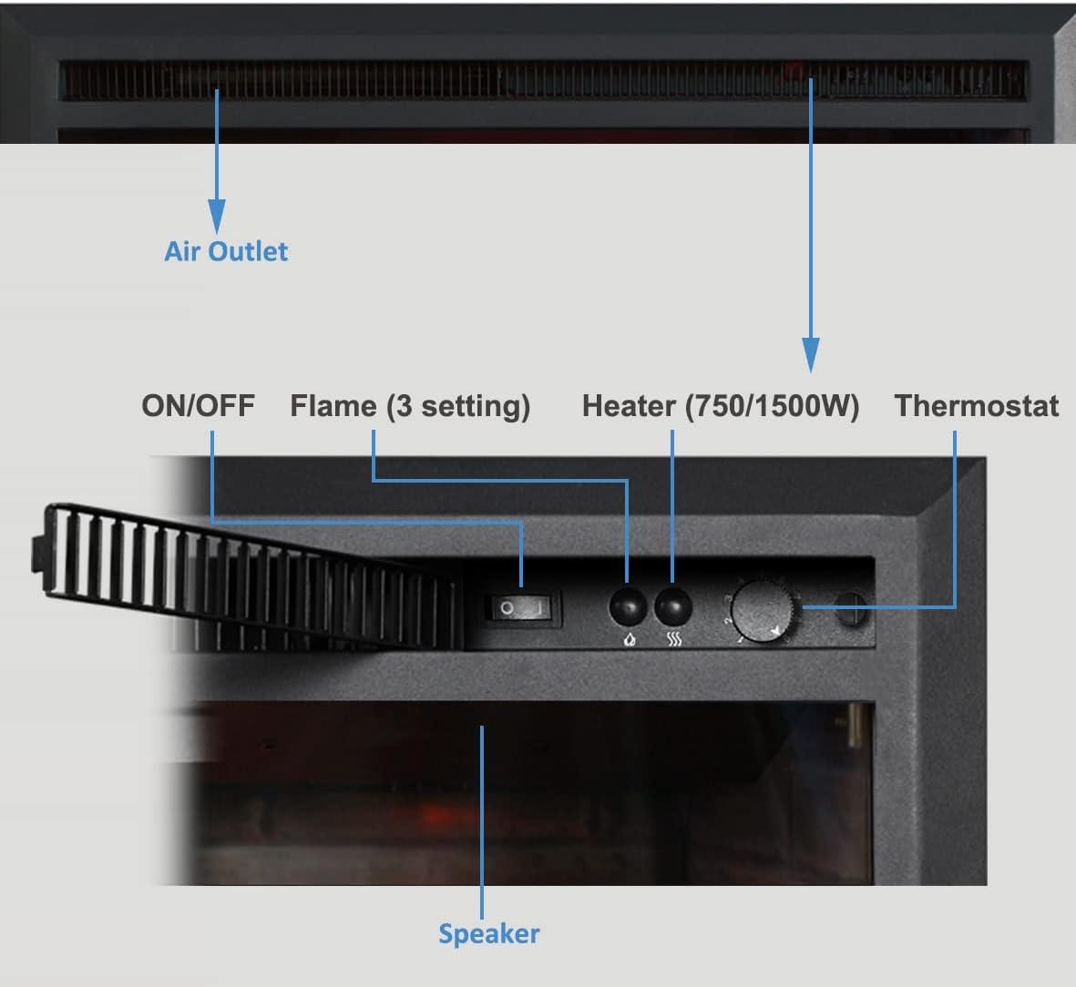 PuraFlame Western 33" EF45D Electric Fireplace Insert, Crackling Sound, Remote, 750/1500W, 55.8 lbs