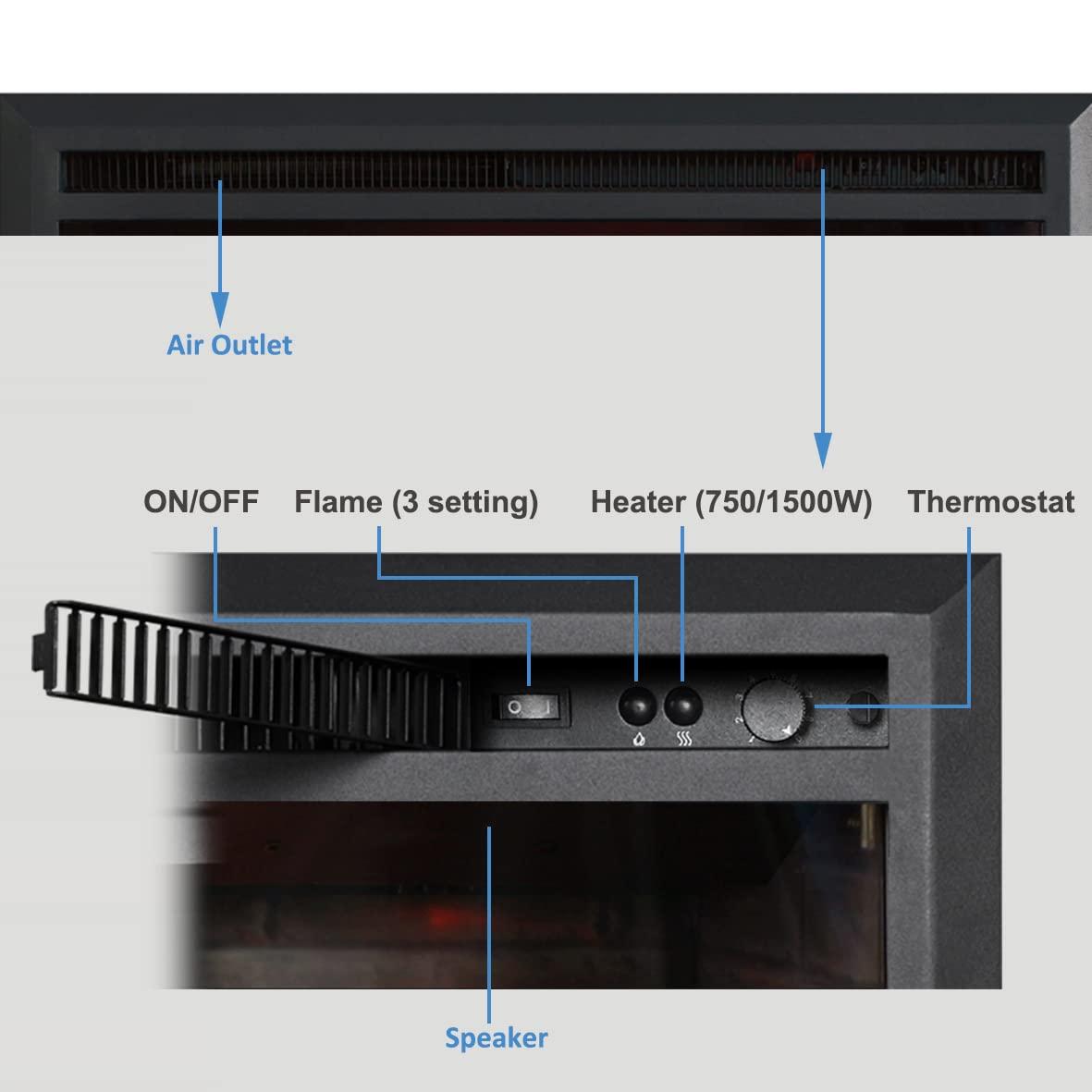 PuraFlame Western 33" EF45D Electric Fireplace Insert, Crackling Sound, Remote, 750/1500W, 55.8 lbs