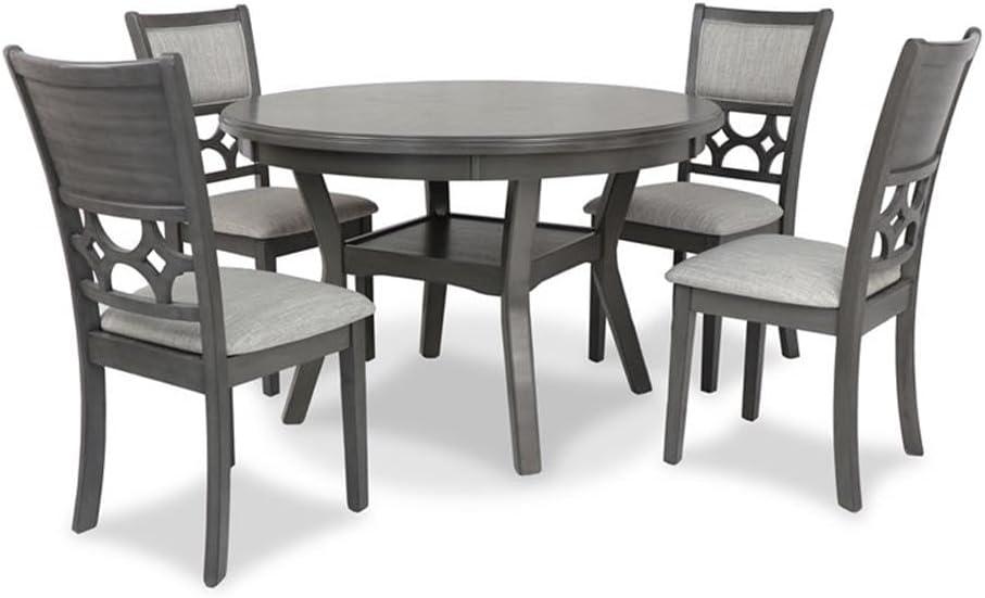 Gray Round Wood Dining Table Set with 4 Chairs