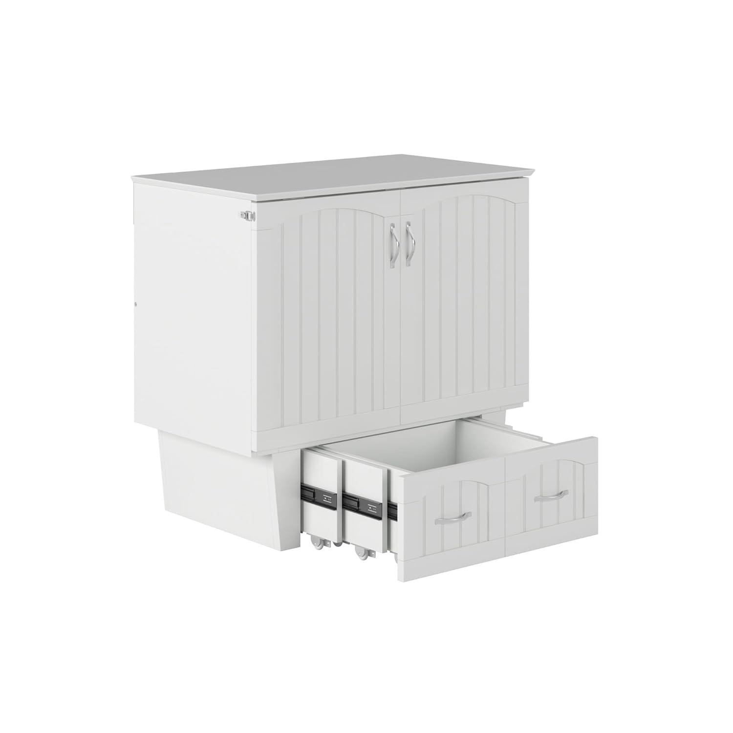 Nantucket Murphy Bed Chest Twin in White with Charging Station & Coolsoft Mattress