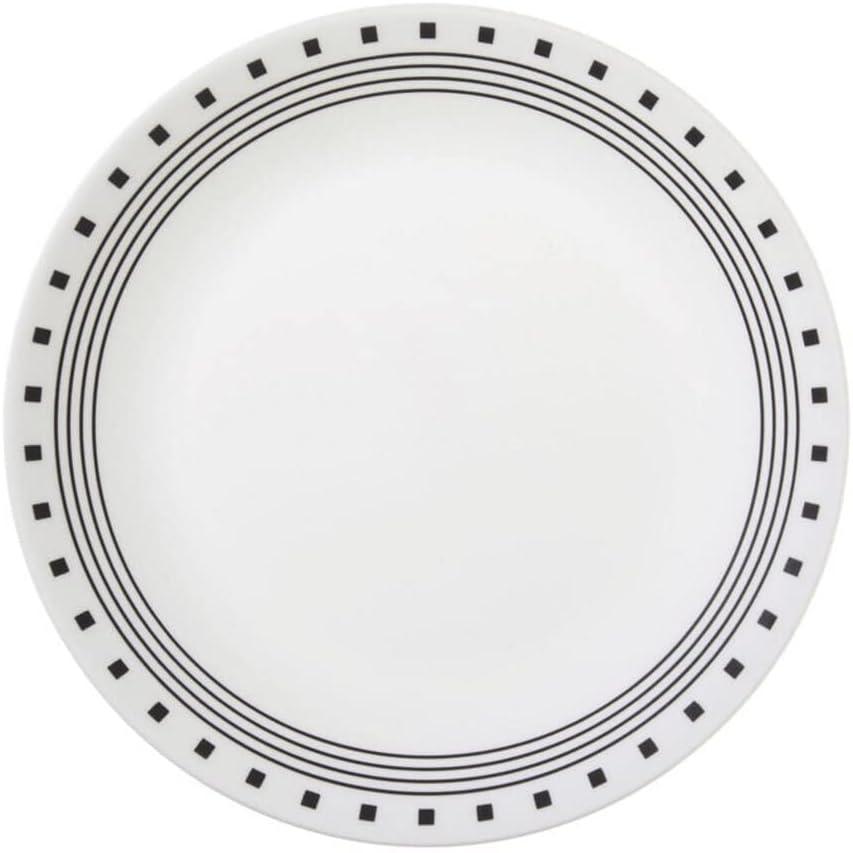 Corelle Livingware Black/White Glass City Block Dinner Plate 10-1/4 in. D 1pk/each