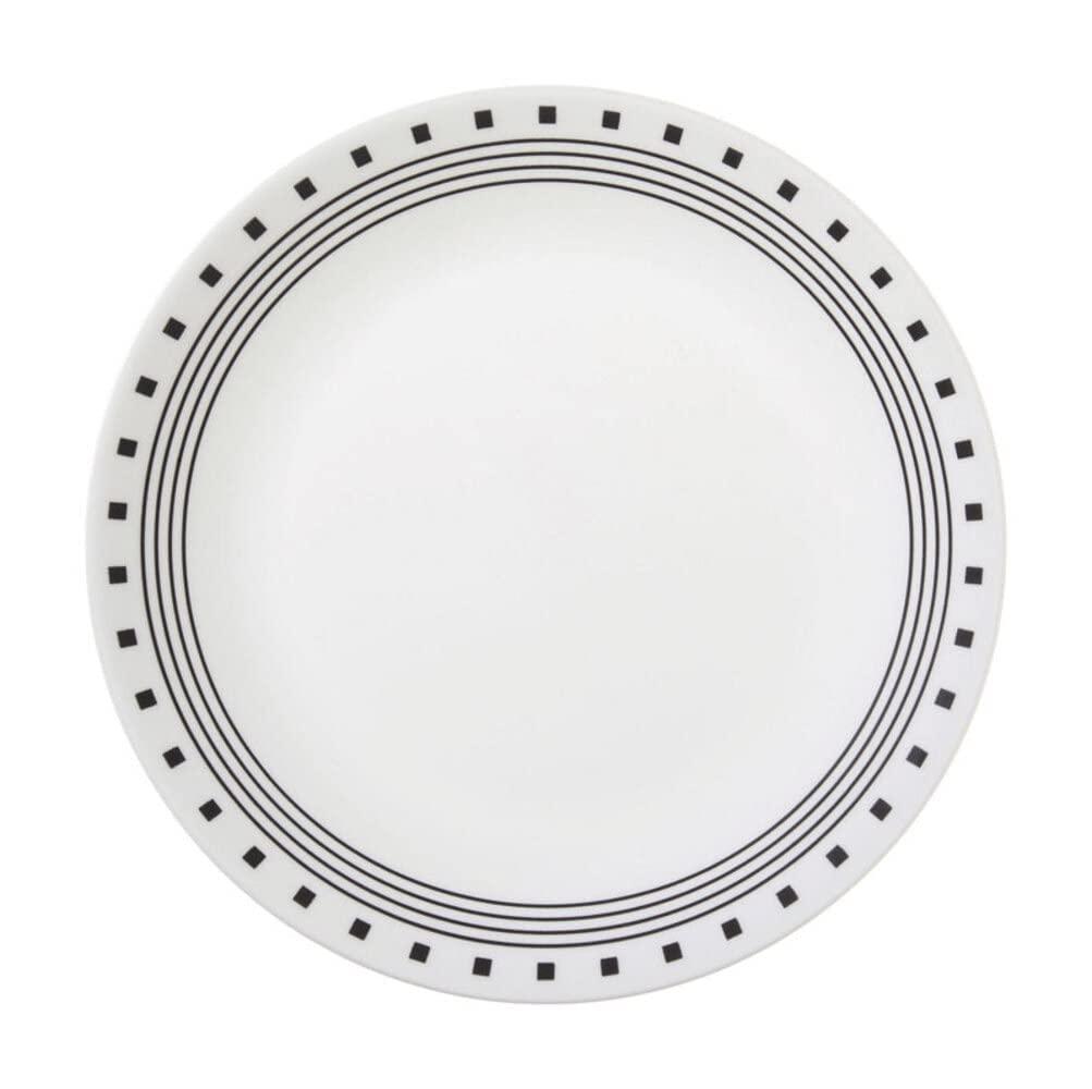 Corelle Livingware Black/White Glass City Block Dinner Plate 10-1/4 in. D 1pk/each