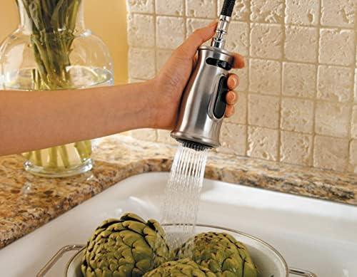 Mystique Pull Out Single Handle Kitchen Faucet with Soap Dispenser