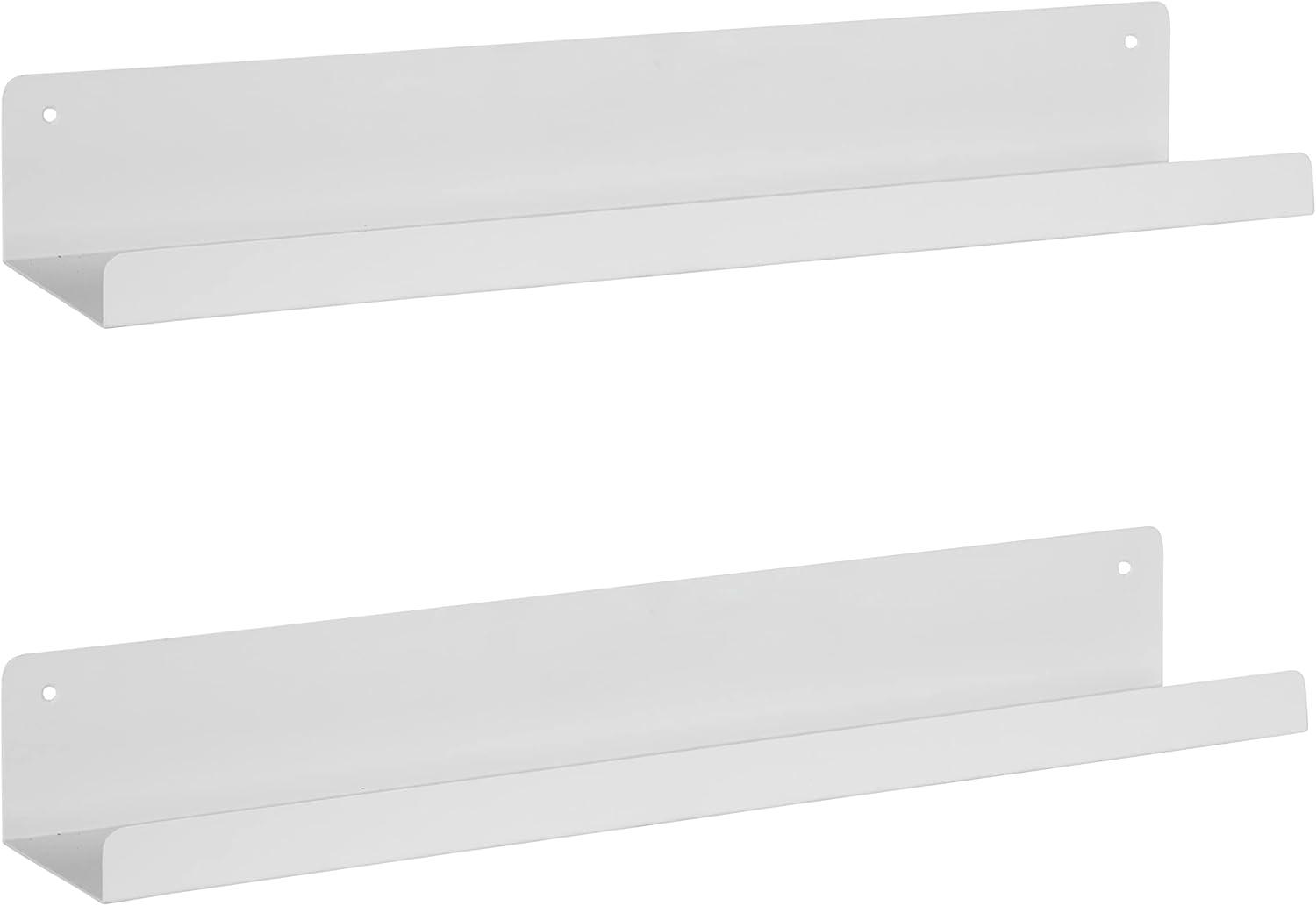 24" x 3" Mezzo Modern Metal Ledge Shelf Set White - Kate & Laurel All Things Decor