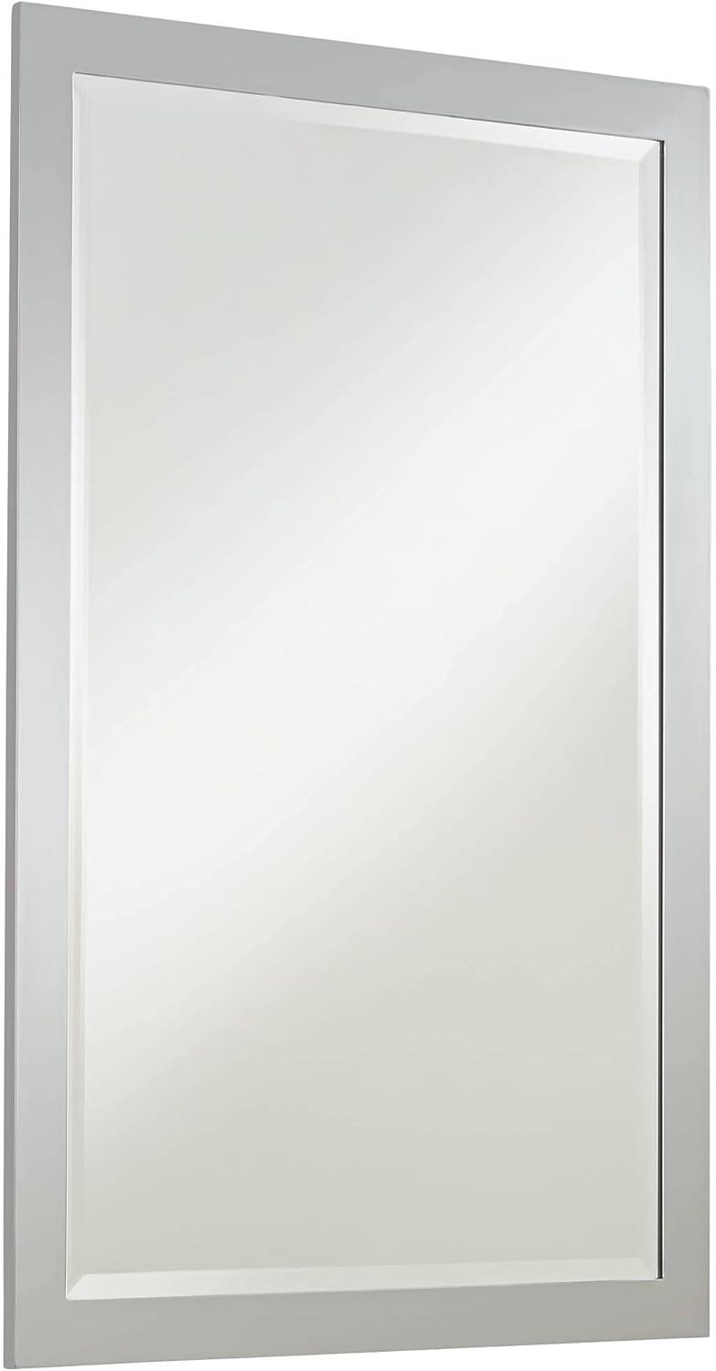 Possini Euro Design Metzeo Rectangular Vanity Wall Mirror Modern Beveled Edge Chrome Metal Frame 22" Wide for Bathroom Bedroom Living Room Home Office