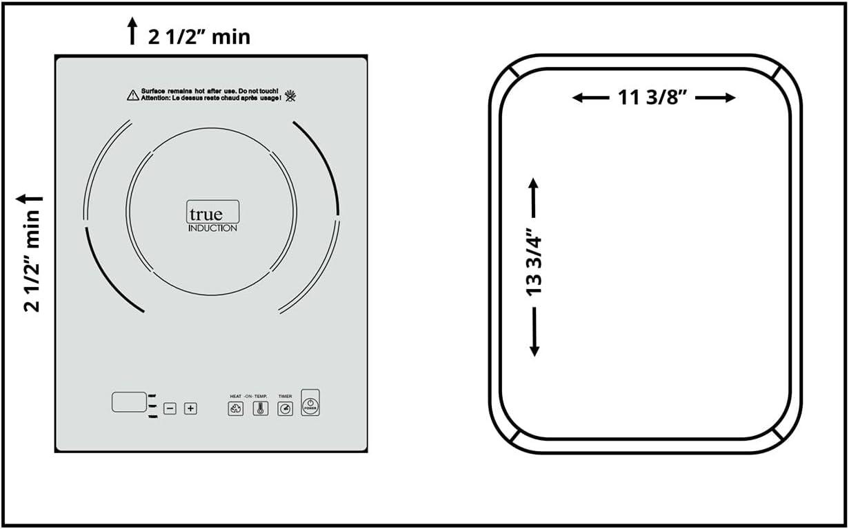 True Induction TI-1B Built-In UL858 Certified, 12-inch Single Induction Cooktop 1750W Glass-Ceramic Top