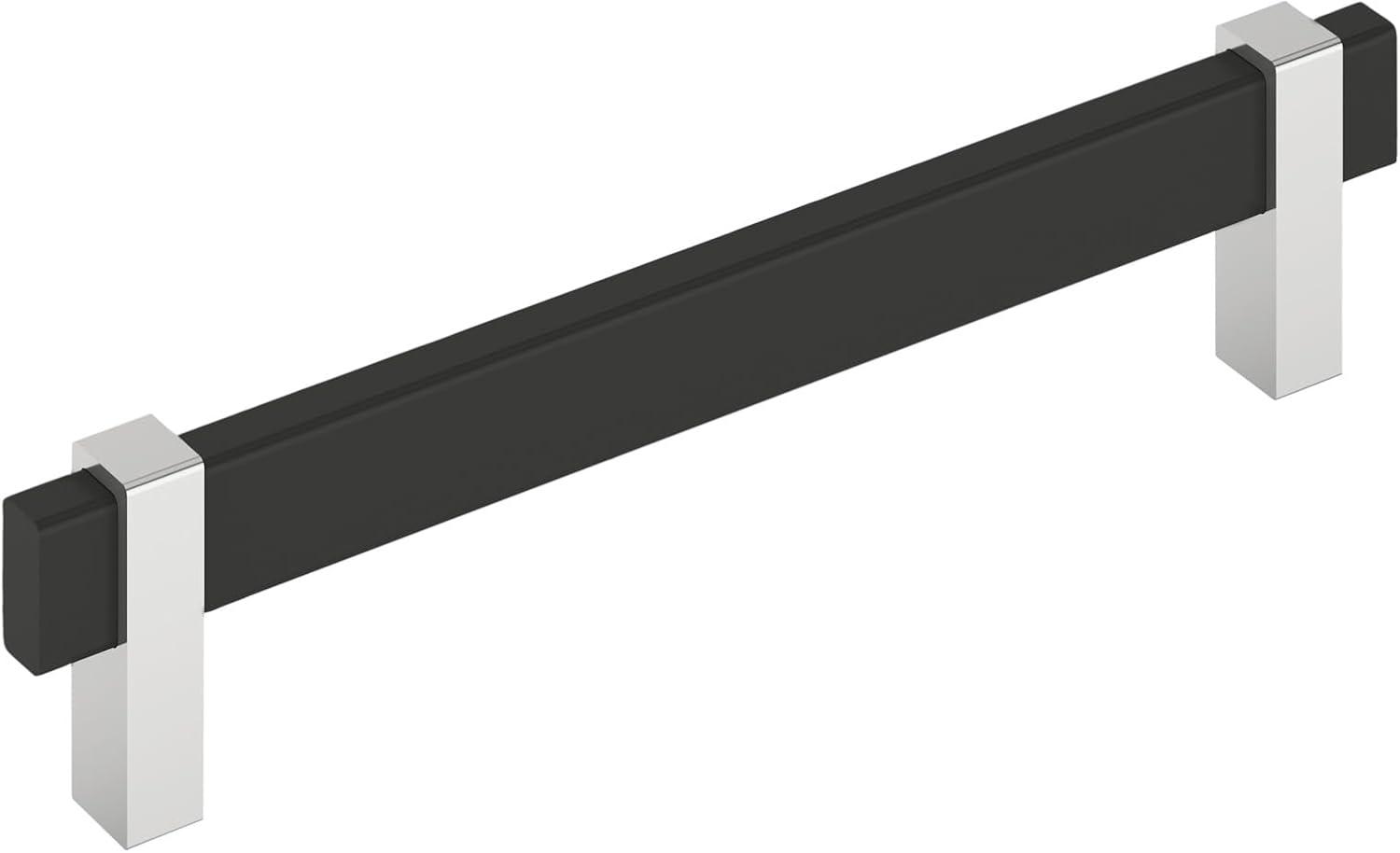 Amerock Mulino 6-5/16 inch (160mm) Center-to-Center Matte Black/Polished Chrome Cabinet Pull