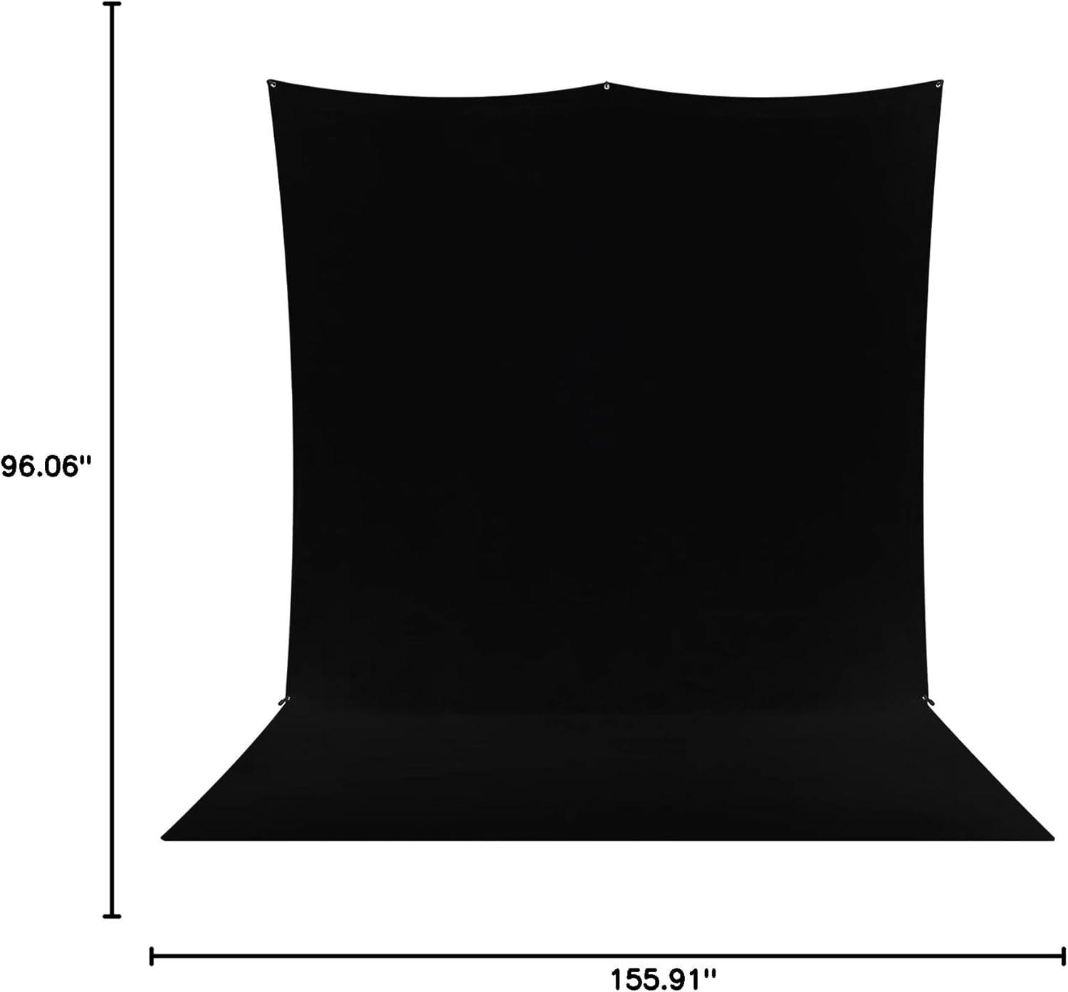 Rich Black 8x13' Wrinkle-Resistant Backdrop with Grommets