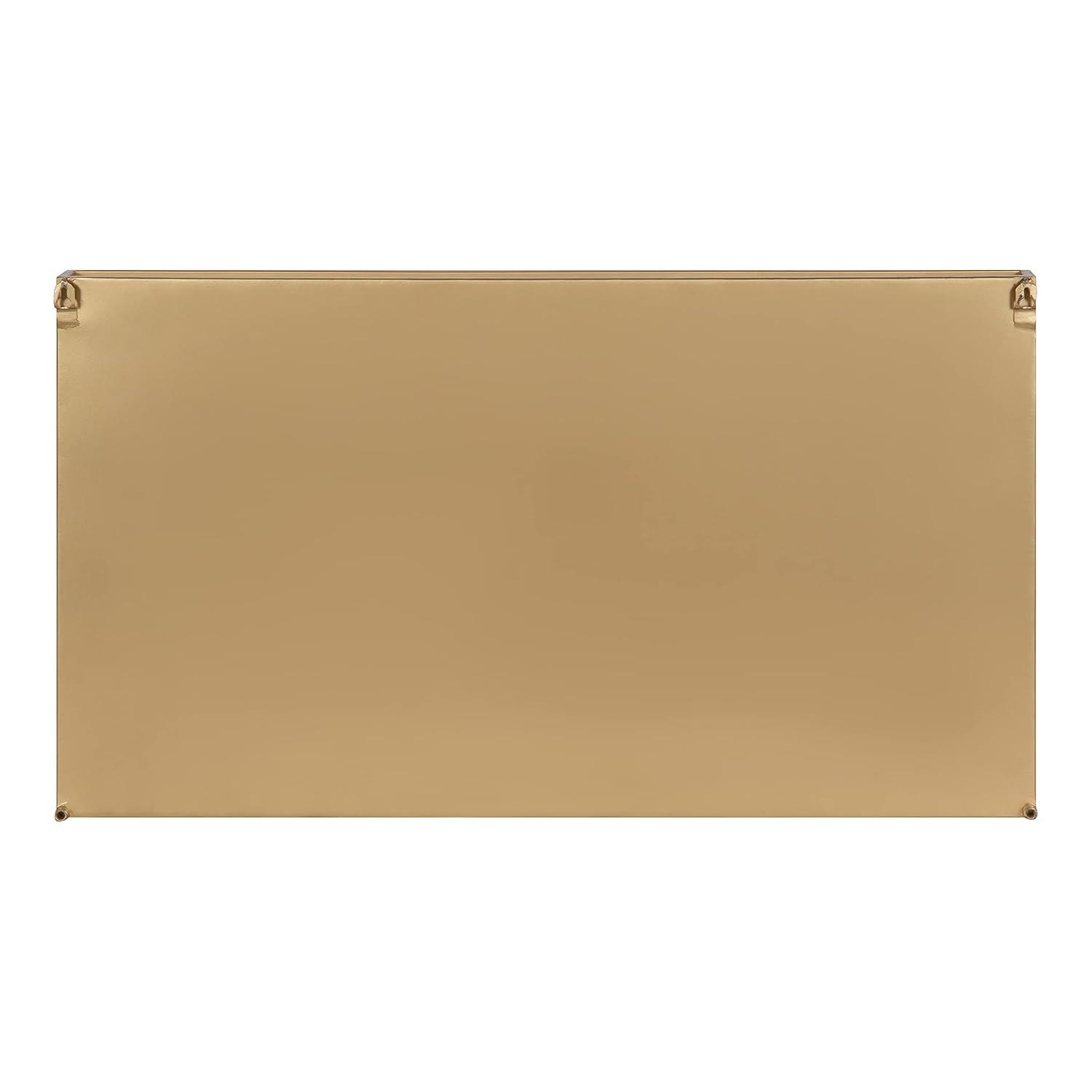 28"x16" Lintz Metal Framed Decorative Wall Mirror with Shelf Gold: Modern Rectangle, No Assembly - Kate & Laurel All Things Decor
